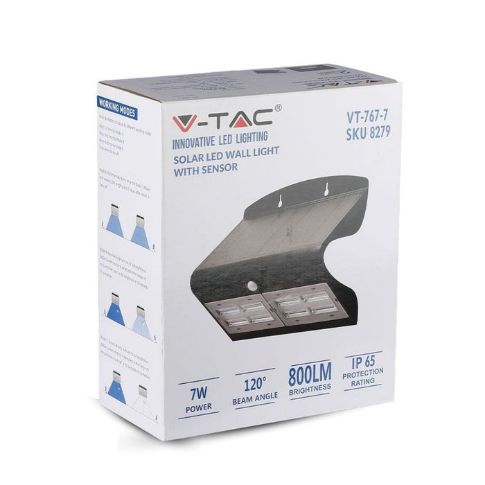 Luce a parete solare a LED da 6,8 W 4000K+4000K NERO+BLASO