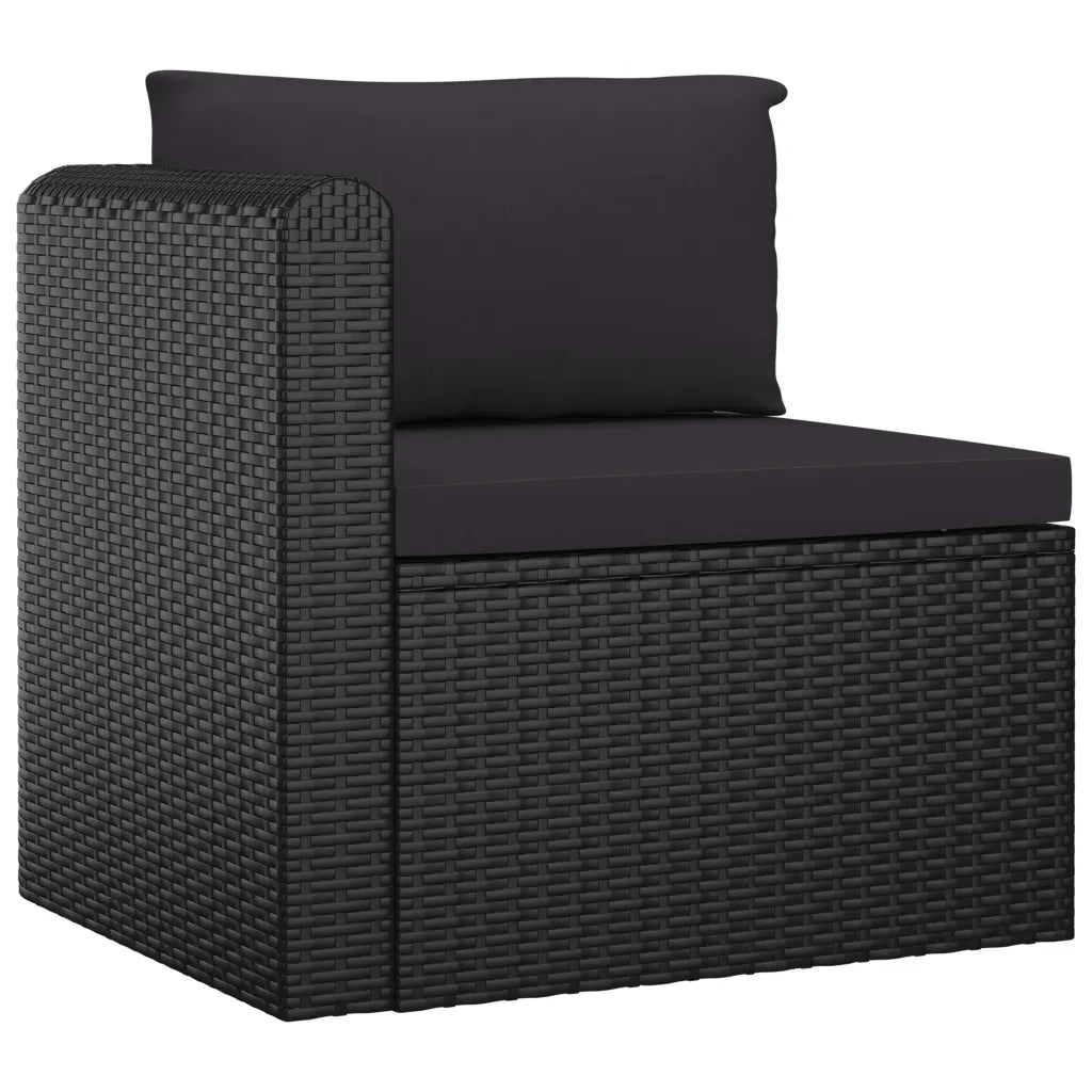 Set Divani da Giardino 7 pz con Cuscini in Polyrattan Nero 3059500