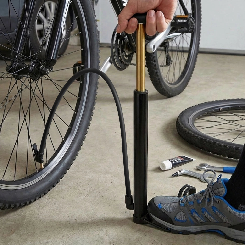 Pompa ad Aria Portatile 90PSI per Bici / Moto 30cm Valvola Americana Nero / Oro Avizar