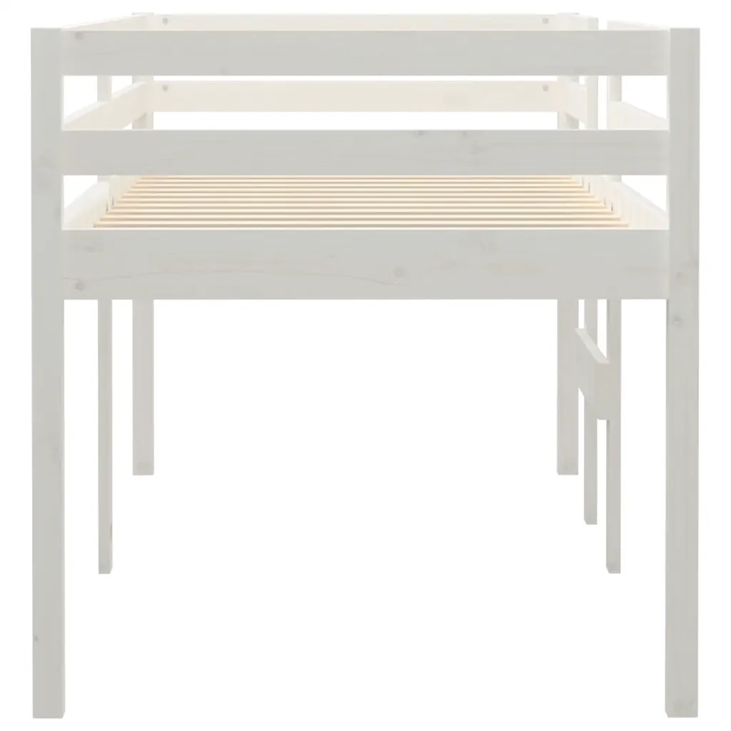 Letto singolo | Letto per adulti | Letto a Soppalco Bianco 90x200 cm in Legno Massello di Pino