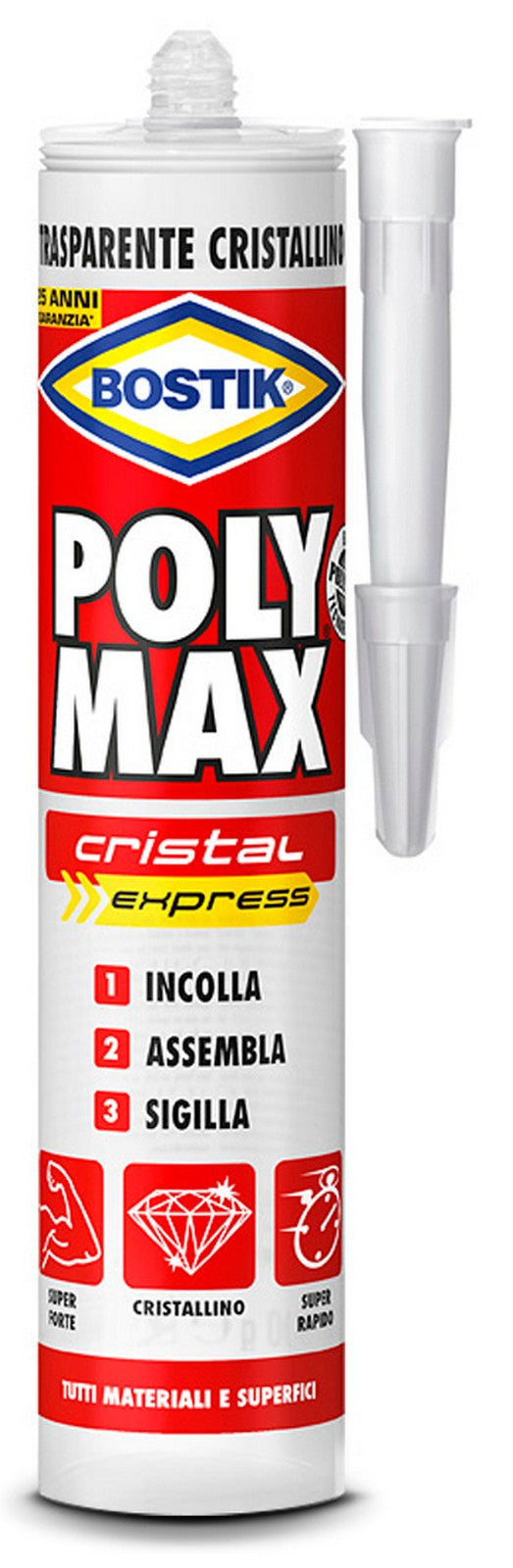 bostik polymax "cristal" cartuccia + pistola gr.300 cod:ferx.82797