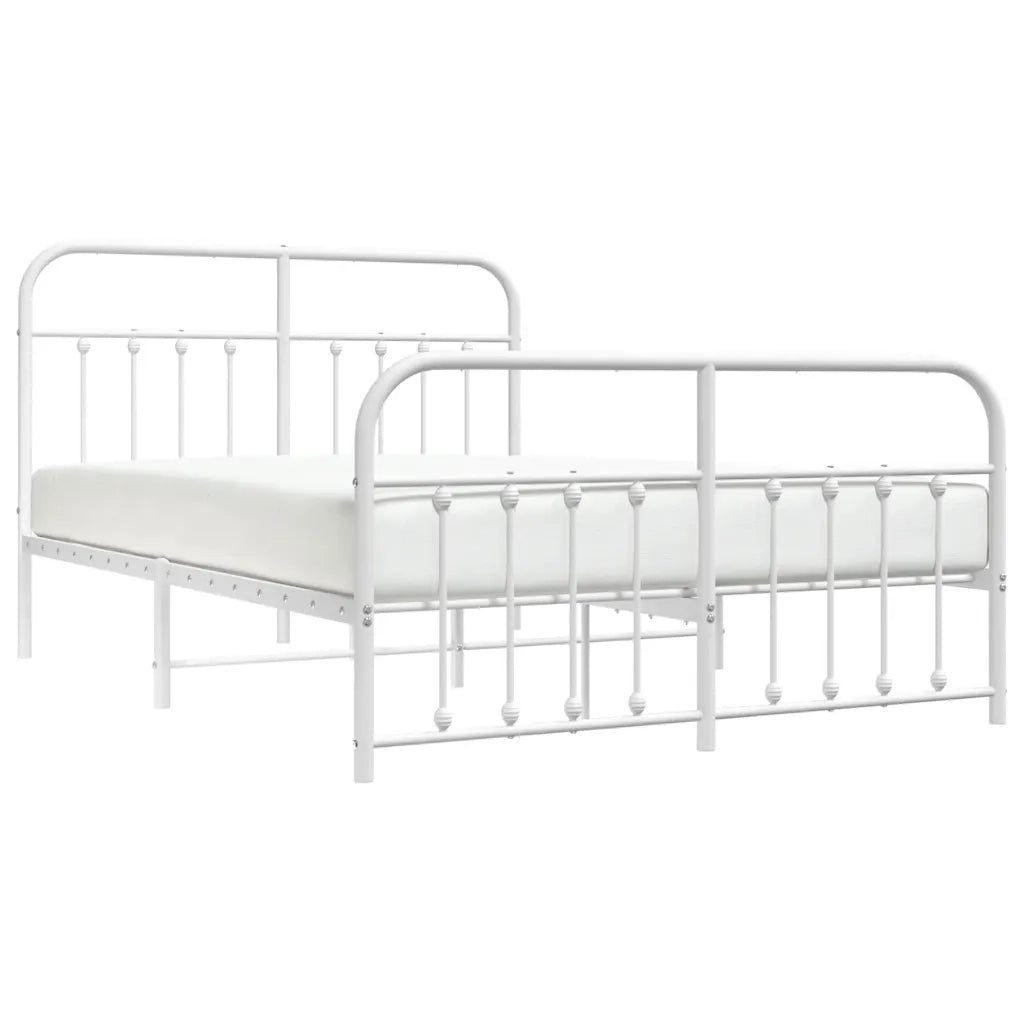 Giroletto con Testiera e Pediera-Struttura Letto Metallo Bianco 140x200 cm 216477