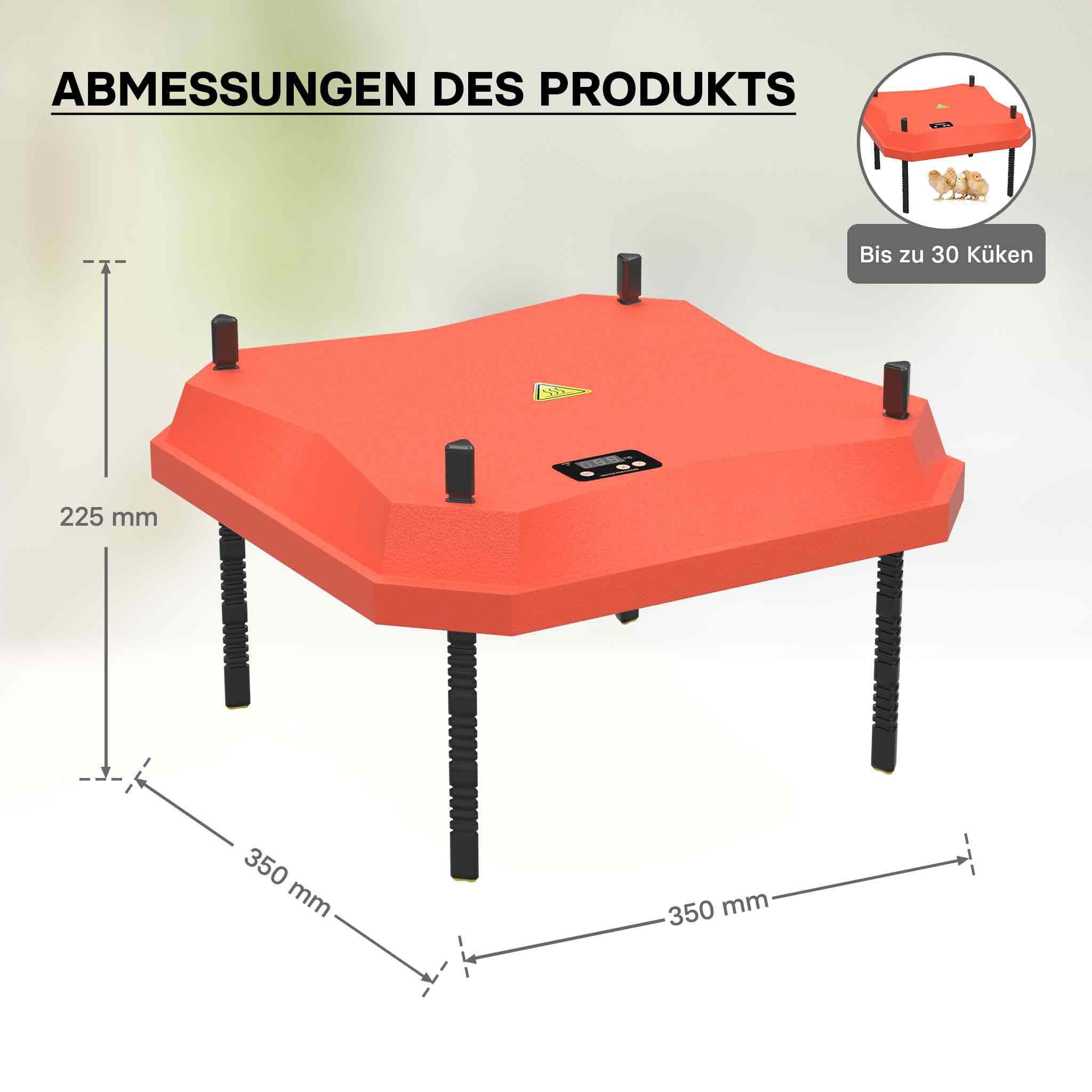 Fudajo Chioccia artificiale 35x35cm 50W Piastra termica per 50-30 pulcini, temperatura regolabile