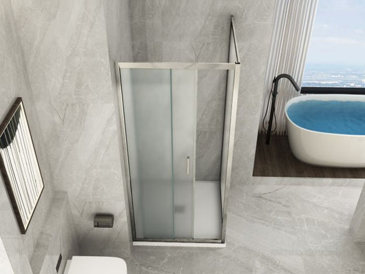 Box doccia Cristallo 6 mm - 2 lati uno fisso ed uno scorrevole laterale (Opaco) - Misura: 65 x 130 x h190 cm