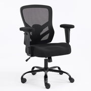 Sedia da ufficio - con supporto lombare regolabile e braccioli 2D - in pelle - nero