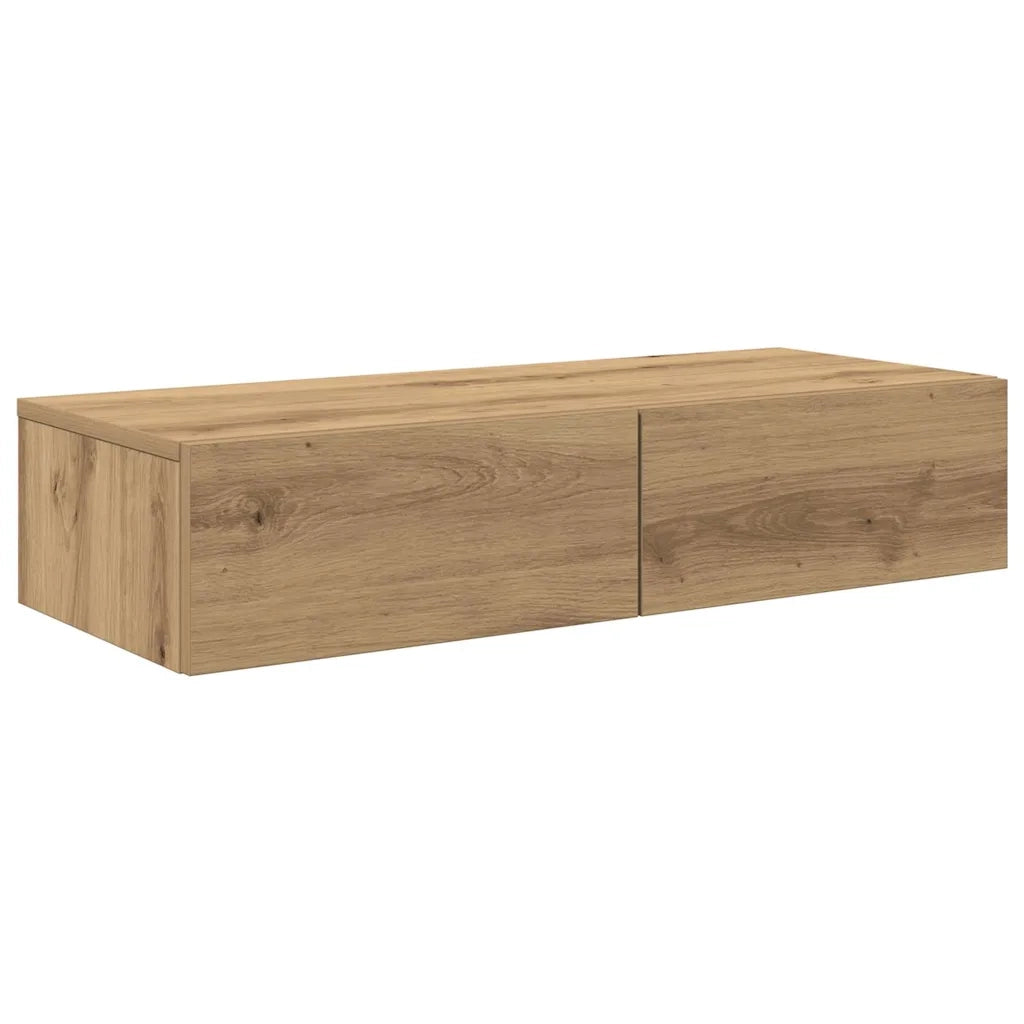 Scaffale a Parete con Cassetti Rovere 80x33x17 cm in Truciolato 859985