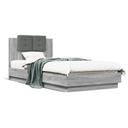 Letto singolo | Letto per adulti | Giroletto con Testiera Grigio Sonoma 90x200cm Legno Multistrato