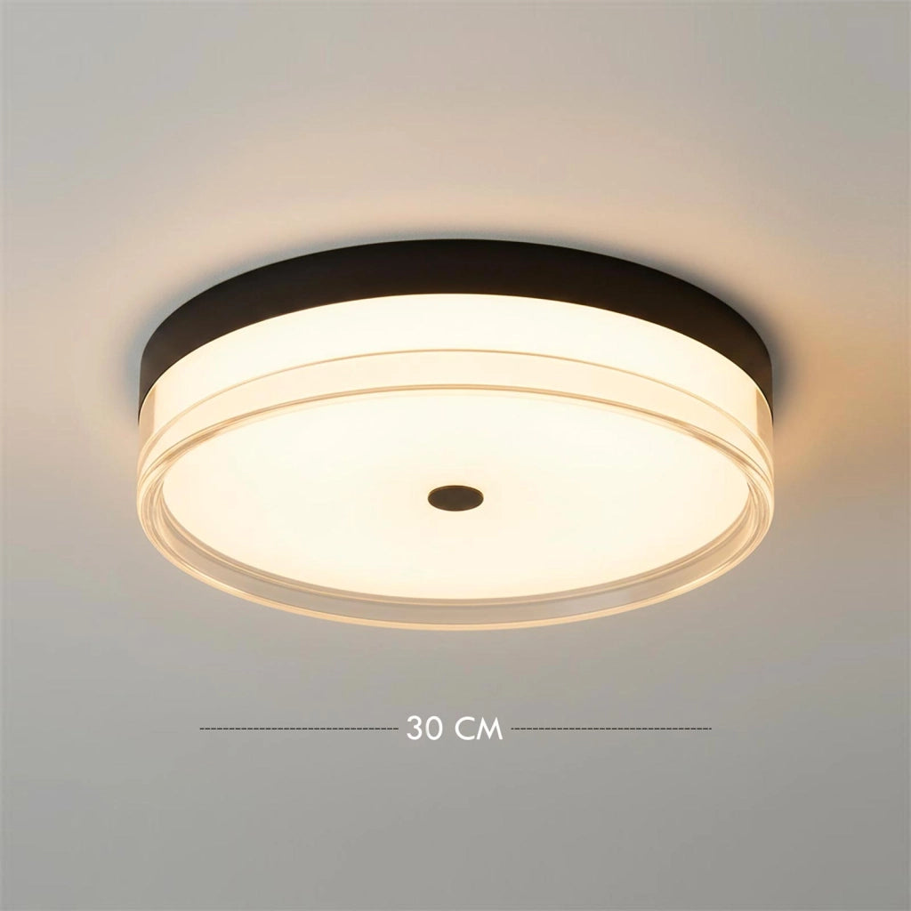 Plafoniera Tonda LED 24W CCT 3 Temperature IP40 Lampada Nera Circolare Moderna Luce Soffitto Parete Bagno Ufficio 30cm