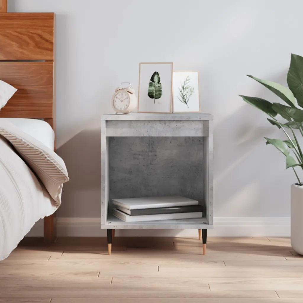 Comodino Grigio Cemento 40x35x50 cm in Legno Multistrato 830708
