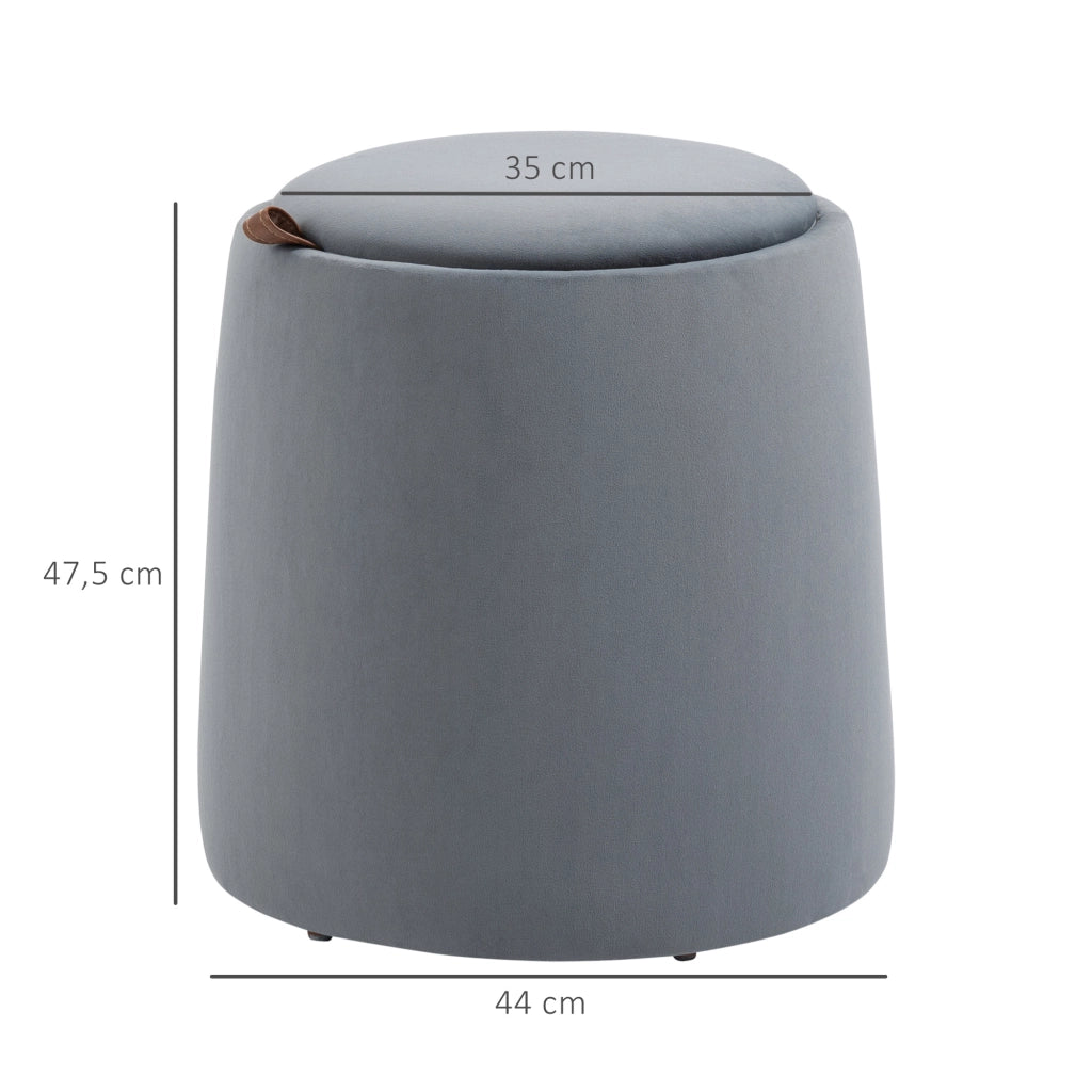 POUF Contenitore Rotondo Ø44 x 47,5 cm Grigio in poliestere con coperchio reversibile