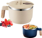 Acciaio inossidabile, ciotola di zuppa giapponese, 1000 ml, doppio isolato, chiusa ermeticamente, ciotola per pasta con coperchio, impermeabile, ciotola per noodles istantanea, insieme da tavola, beige