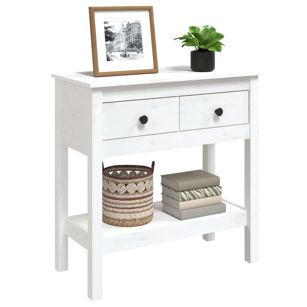 Tavolo Consolle | Tavolo d'Ingresso Bianco 75x35x75 cm in Legno Massello di Pino