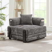 Divano Letto Pieghevole con Funzione Sleep, Porta USB/Type C e Contenitore ¨C Xylo ¨C Beige/Grigio Scuro