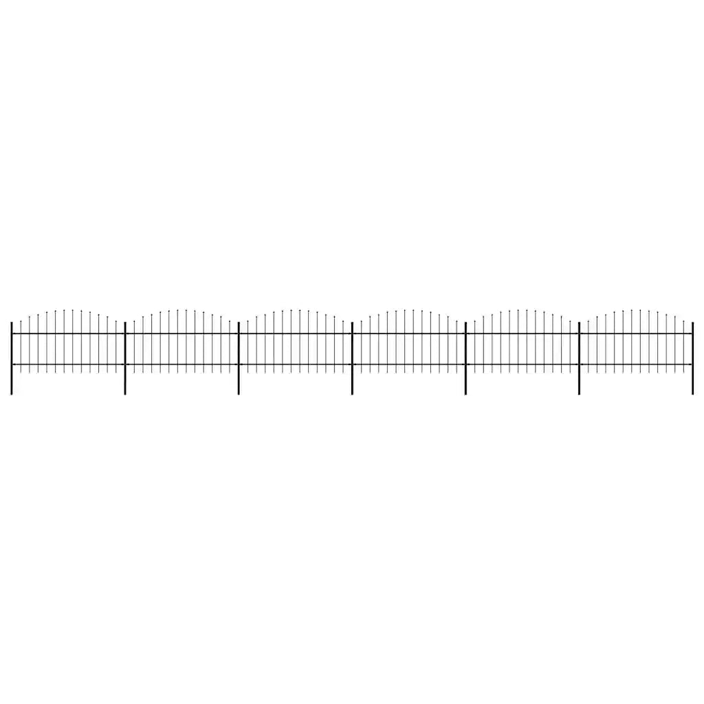 Recinzione da Giardino con Punta a Lancia in Acciaio 1005x125 cm Nero 277726