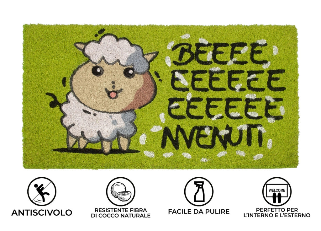 Zerbino Entrata Ingresso Casa Esterno Antiscivolo In Cocco Funny Pecorella