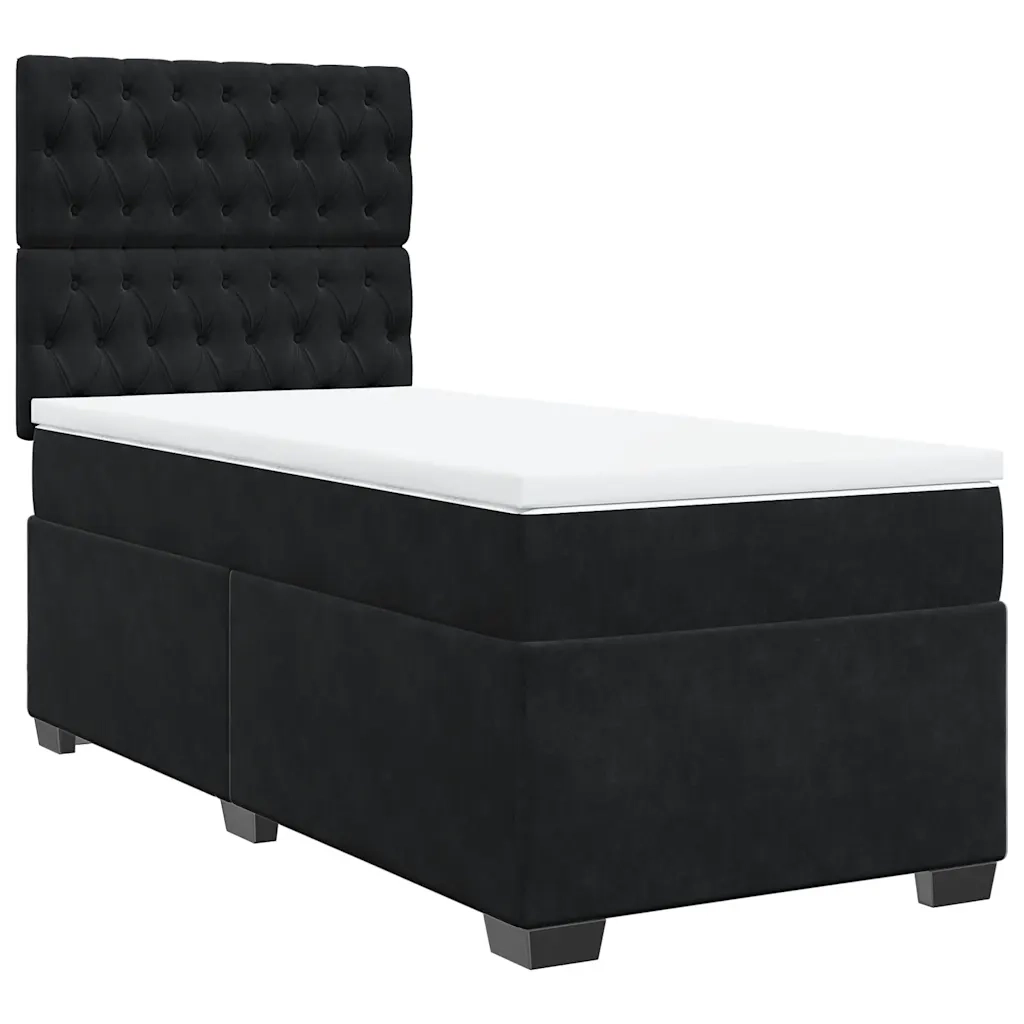 Giroletto a Molle con Materasso Nero 90x190 cm in Velluto 3293094