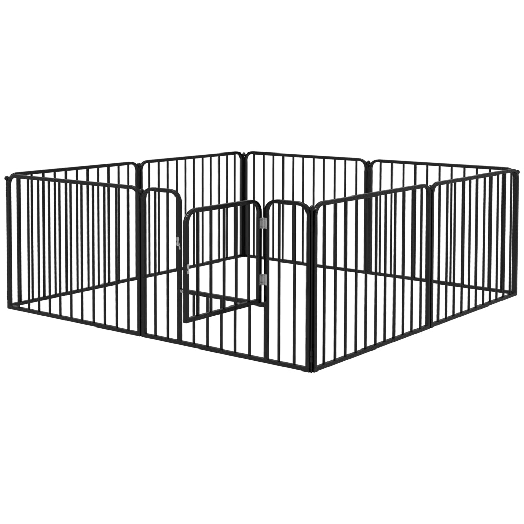 Recinto per Cani Modulabile 8 Pannelli ¨C zephmum ¨C Acciaio Nero 164x164x60 cm
