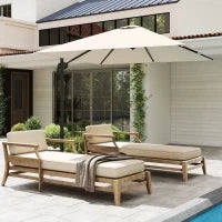 Ombrellone da Giardino con Angolazione Regolabile su 5 Livelli e a 360°, 2.5x2.5 m, color Crema
