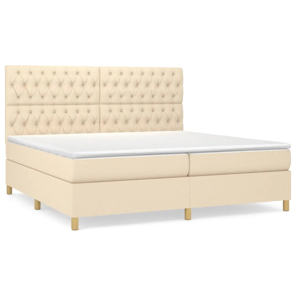Giroletto a Molle con Materasso Crema 200x200 cm in Tessuto 3142606