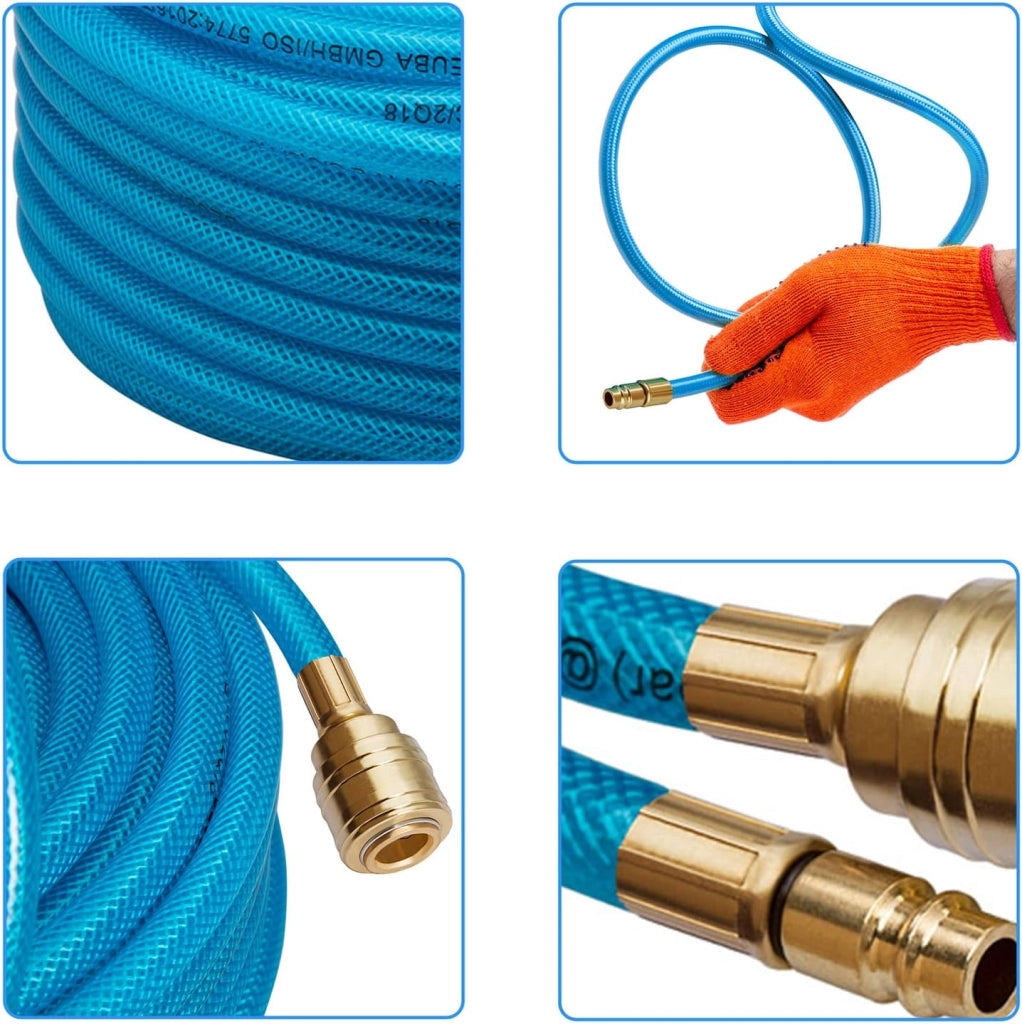 Tubo per Aria Compressa 20m 15 Bar Connettore 1/4' Ablatore ad Aghi 4000 U/min 260 l/min