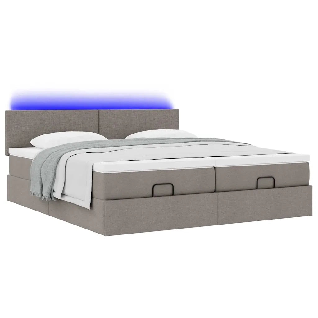 Struttura Letto Pouf con Materassi Tortora 180x200cm in Tessuto 3312826