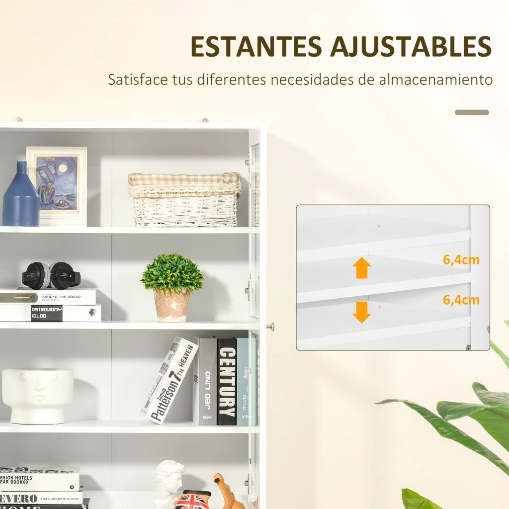 Libreria con 4 Ante e Ripiani Regolabili ¨C Xylo ¨C Bianco 76x40x178,5 cm