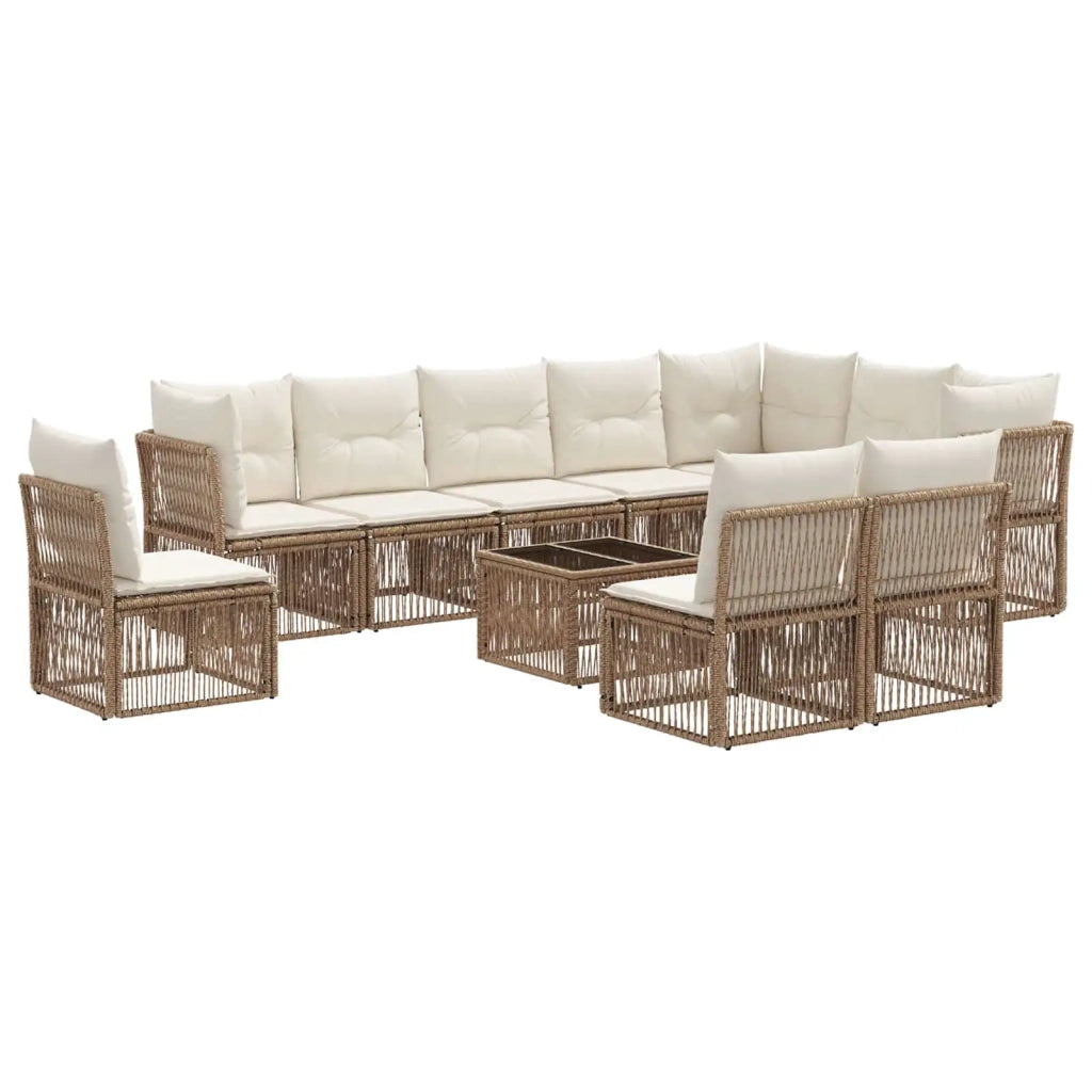 Set Divano da Giardino 11 pcs Beige polyrattan 3434256