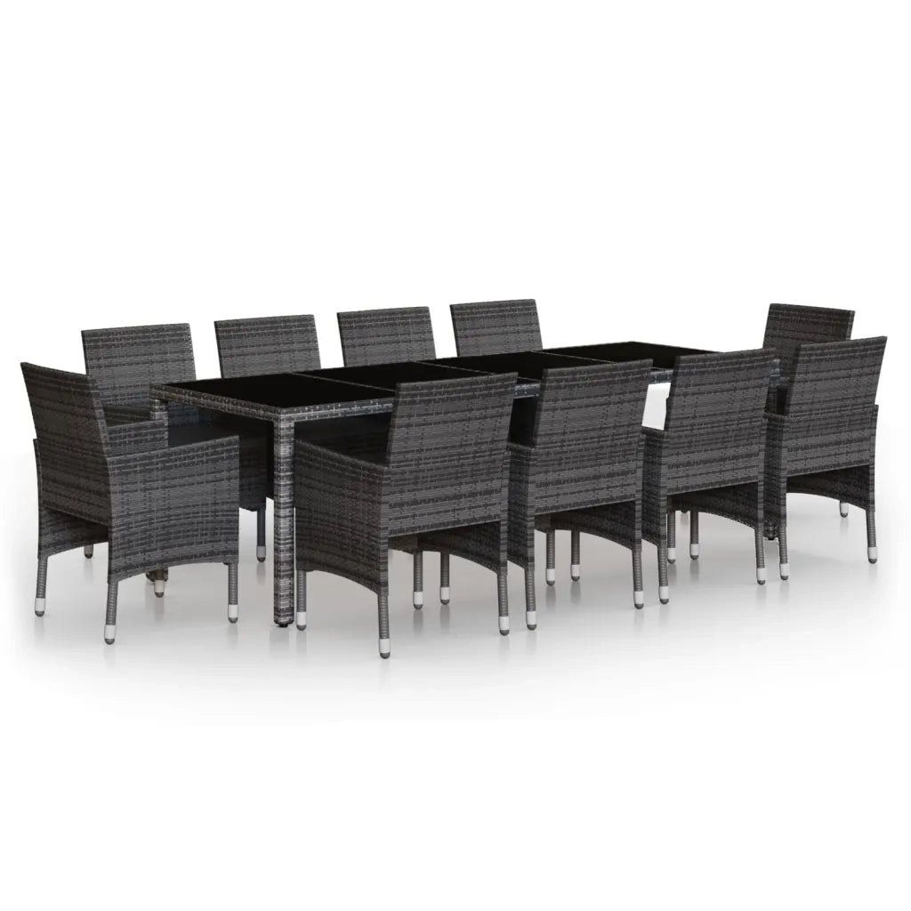 Set da Pranzo per Giardino 11 pz in Polyrattan Grigio cod mxl 41766