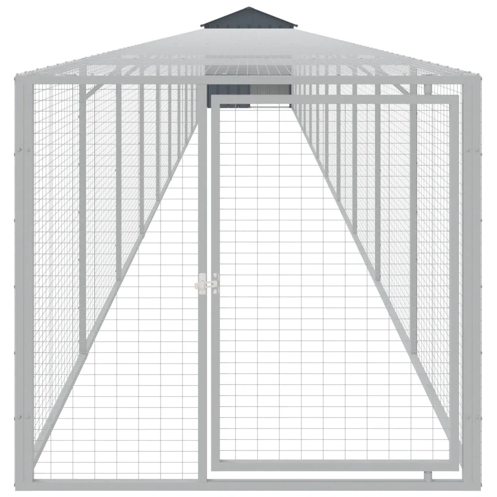 Pollaio con Area Corsa Antracite 117x1221x123cm Acciaio Zincato