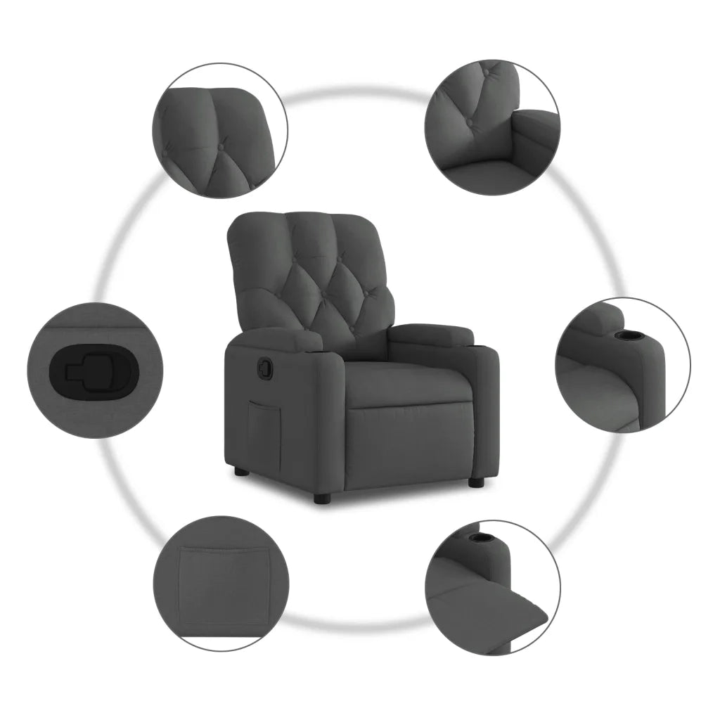 Divano Sedia-Poltrona reclinabile in tessuto grigio scuro 838442
