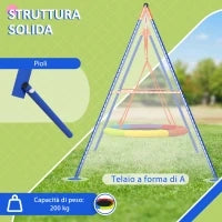 Altalena da Giardino a Nido per 1-2 Bambini in Metallo Rinforzato, 196x172x180cm, Multicolore