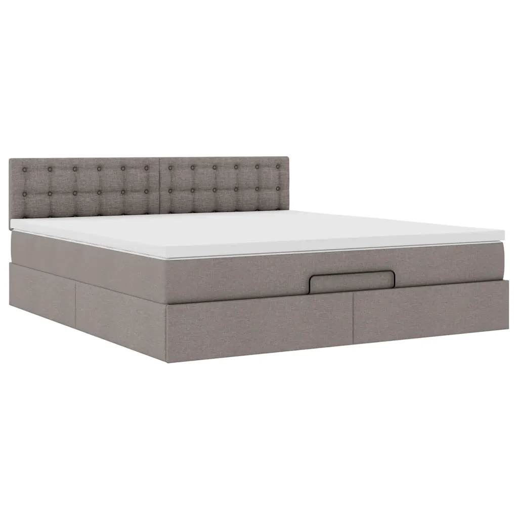 Struttura Letto Pouf con Materasso Tortora 180x200cm in Tessuto 3311647