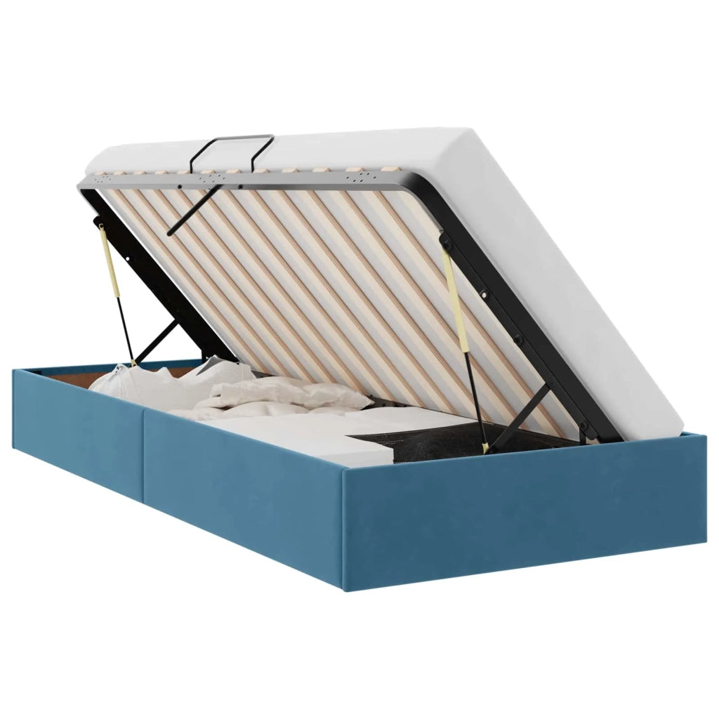 Letto ottomano con archiviazione Blu Scuro 90 x 200 cm Velluto 3442860