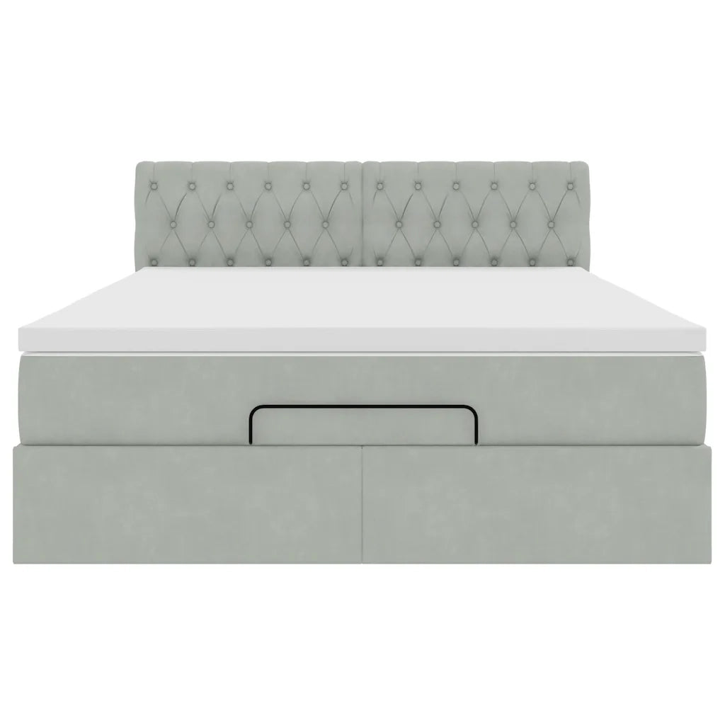 Struttura Letto Pouf con Materasso 140x200 cm in Velluto