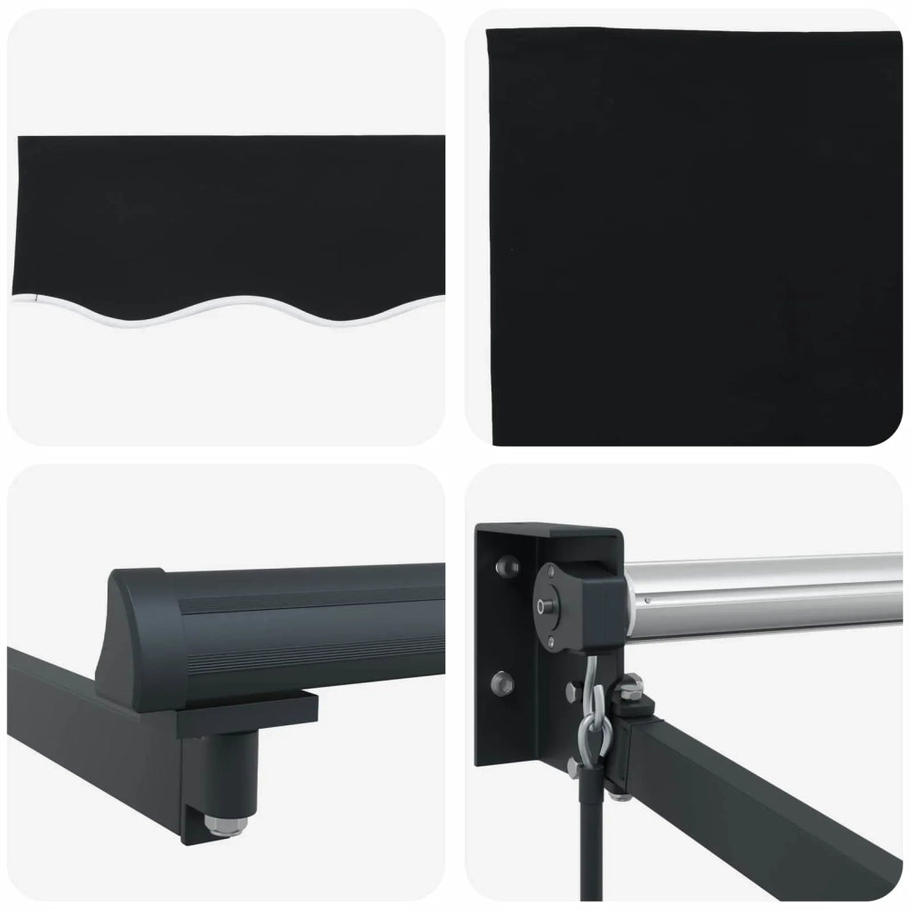 Tenda retrattile-Tenda parasole per balcone Nero 350 x 250 cm Poliestere e Alluminio 384505