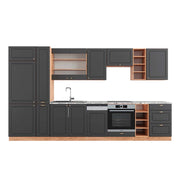 Cucina componibile Fame-Line Antracite rustico/Rovere dorato 355 cm, PL Marmo Vicco