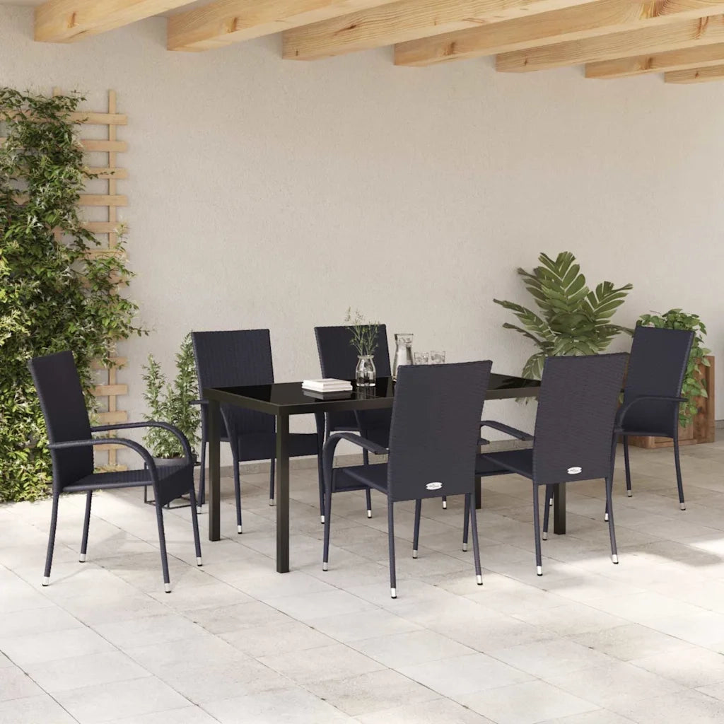 Set da Pranzo per Giardino 7 pcs Nero 3379405