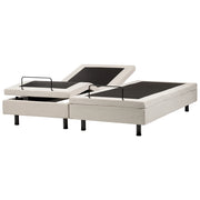 Letto elettrico matrimoniale tessuto beige chiaro regolabile con telecomando senza testiera 180x200 cm stile moderno