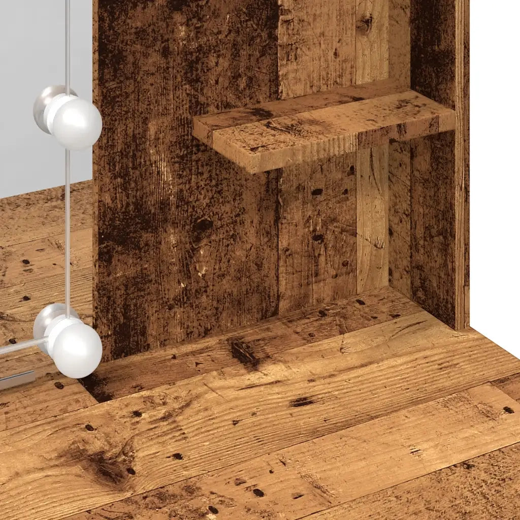 Toeletta | Tavolo da Trucco con Luci LED Legno Antico 96x40x142 cm