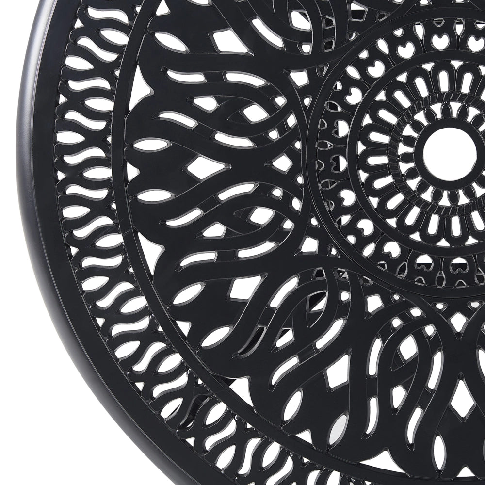Tavolo Rotondo da Giardino Stile Vintage Alluminio Nero ø 90 cm