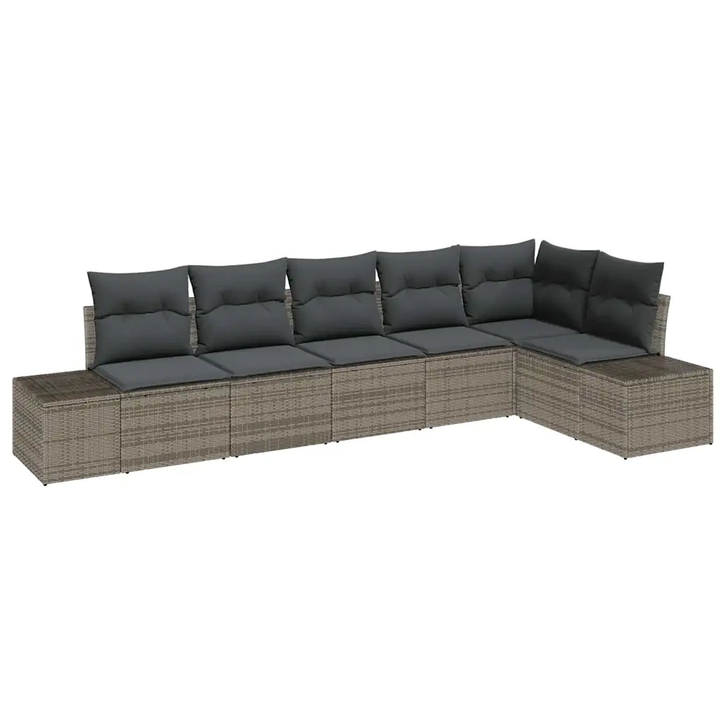Set Divano da Giardino 6 pcs Grigio polyrattan 3355748