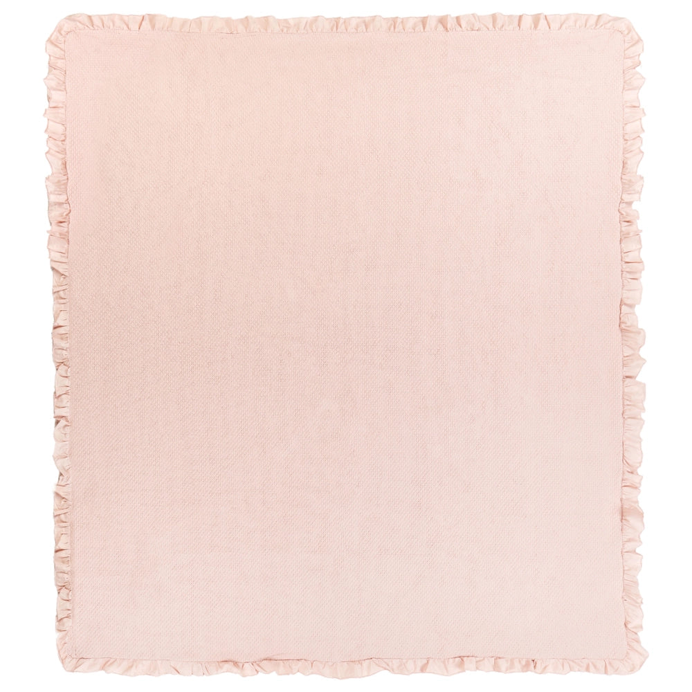 Copriletto in cotone rosa pastello 220 x 240 cm con balza decorativa Camera da letto