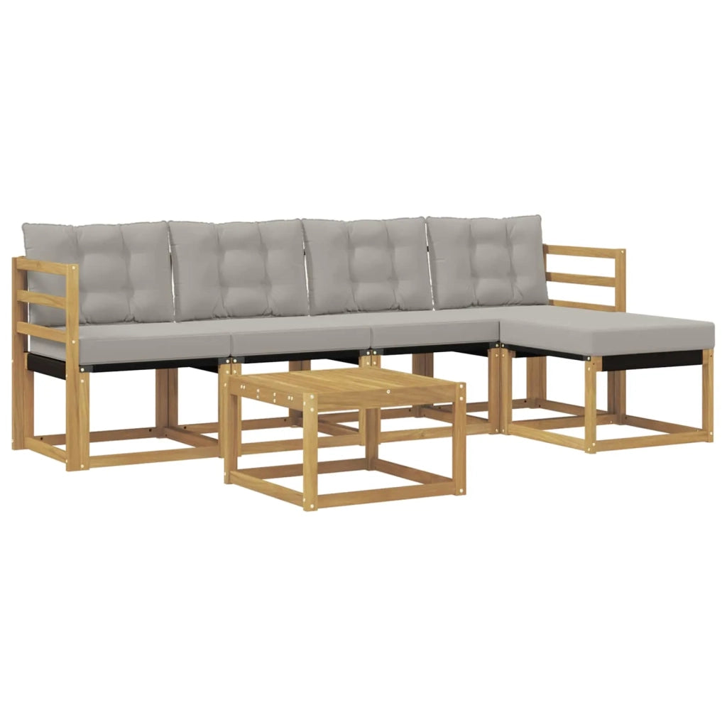 Set di divani da esterno 6 pcs Bianco e Grigio Chiaro