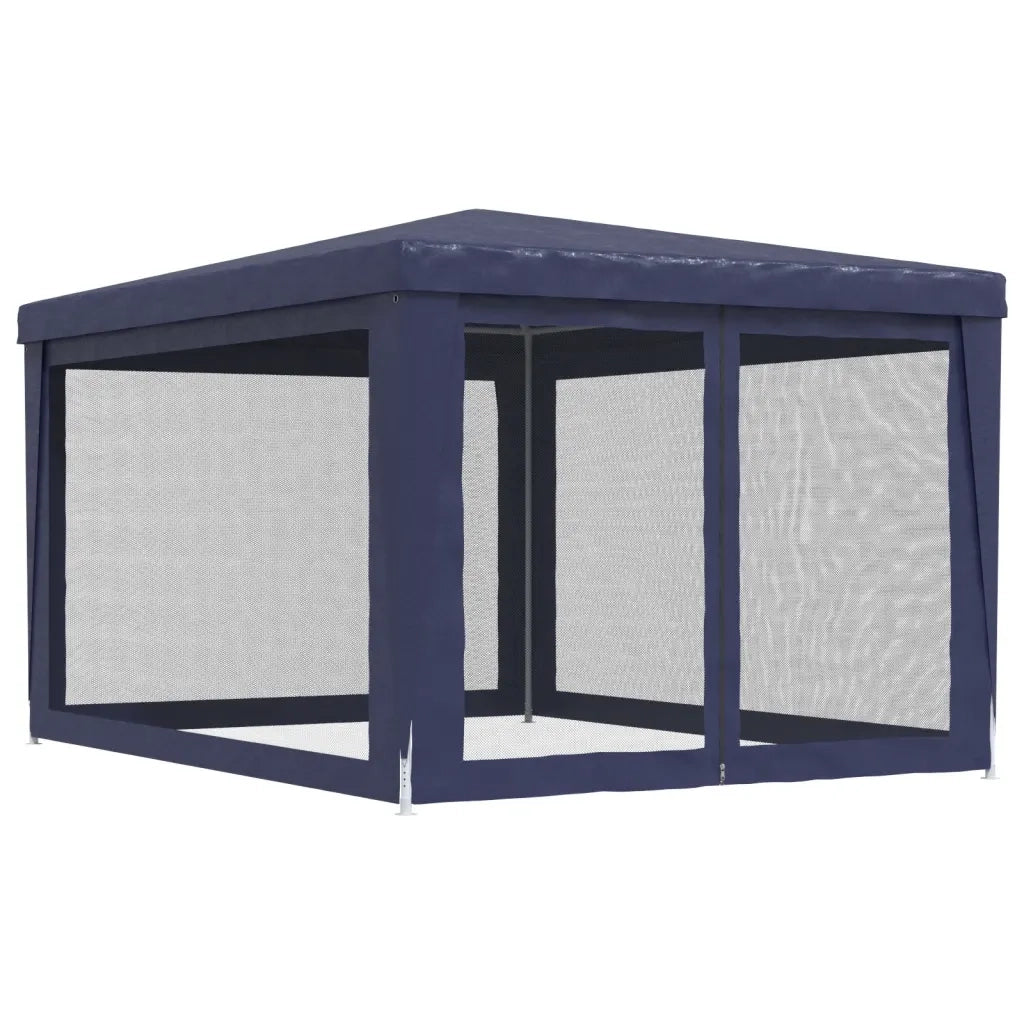 Tenda per Feste con 4 Pareti Laterali in Rete-Tenda Gazebo Blu 3x4 m HDPE