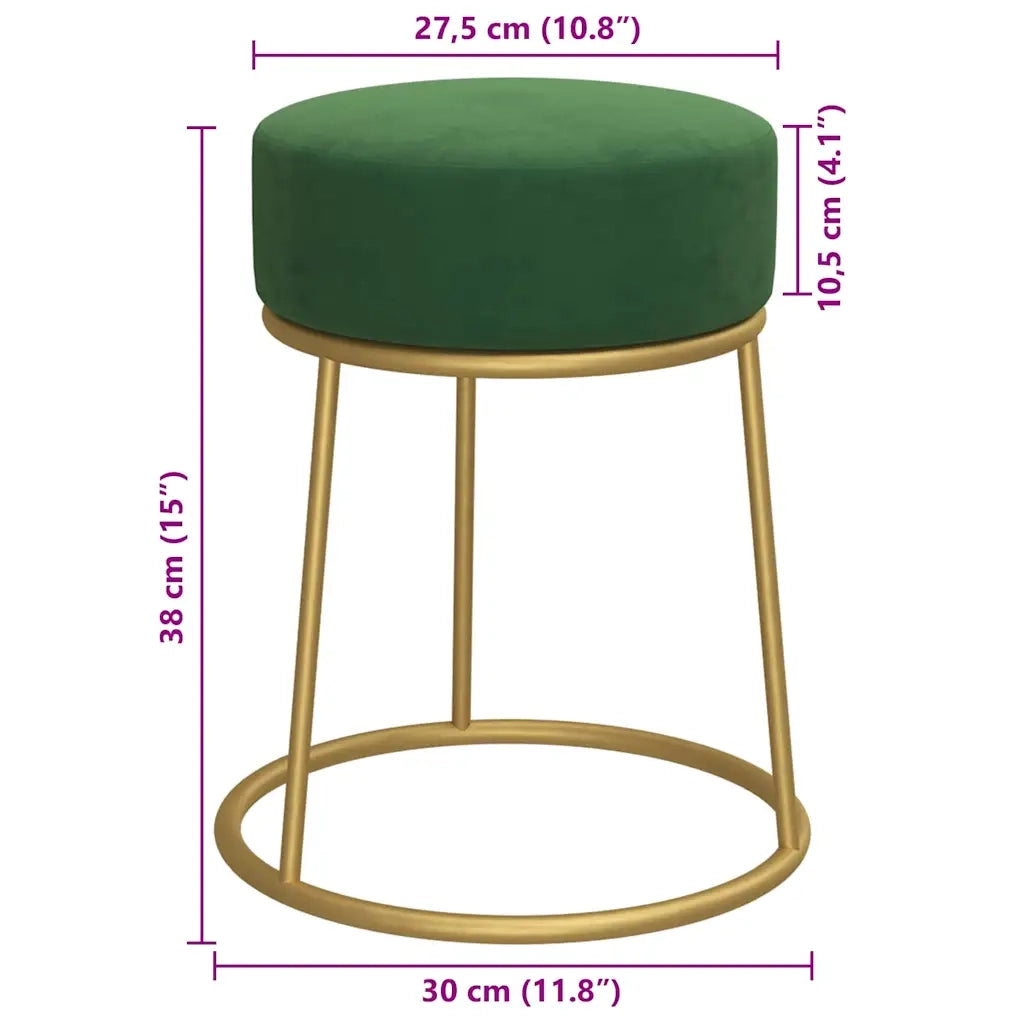 Sgabello Rotondo Verde in Velluto 340253