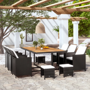Set da Pranzo da Giardino 11 pz con Cuscini in Polyrattan Nero 42550