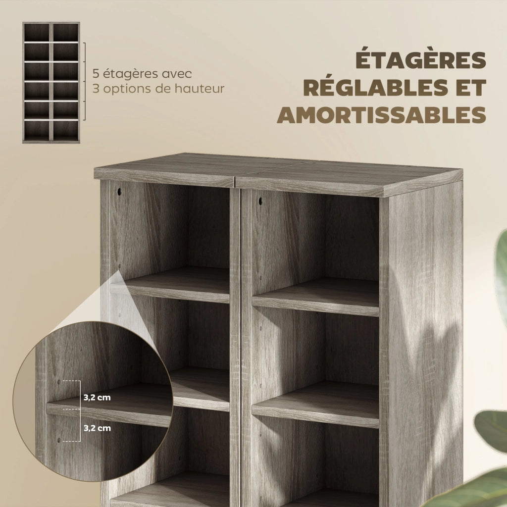 Armadio per CD e DVD ¨C zephmum ¨C 2 colonne, 12 compartimenti, 21x23x89 cm, grigio