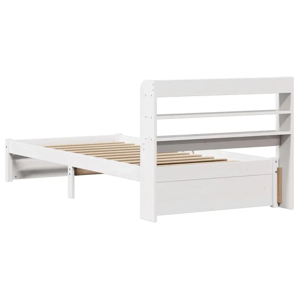 Giroletto con Testiera Bianco 75x190 cm Legno Massello di Pino 3306721