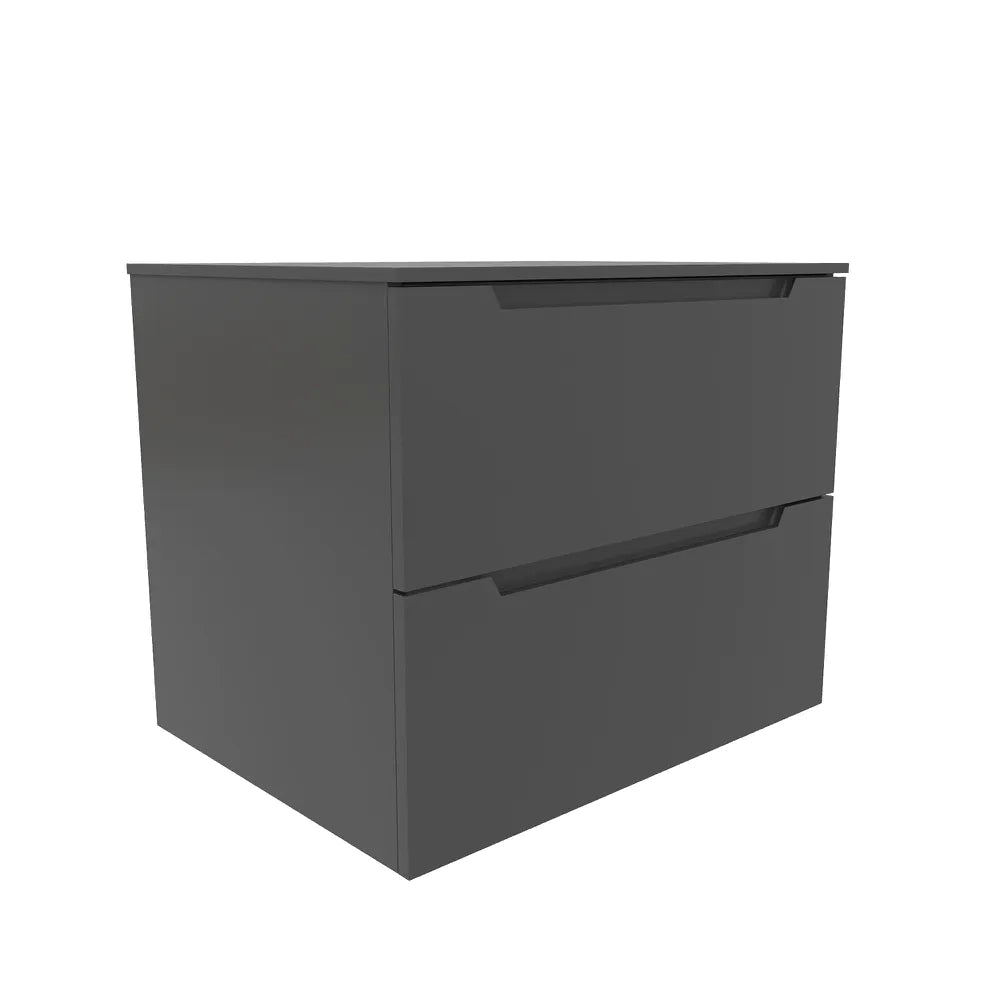 Mobile bagno sospeso 70cm grigio opaco due cassetti soft-close con top | Bako