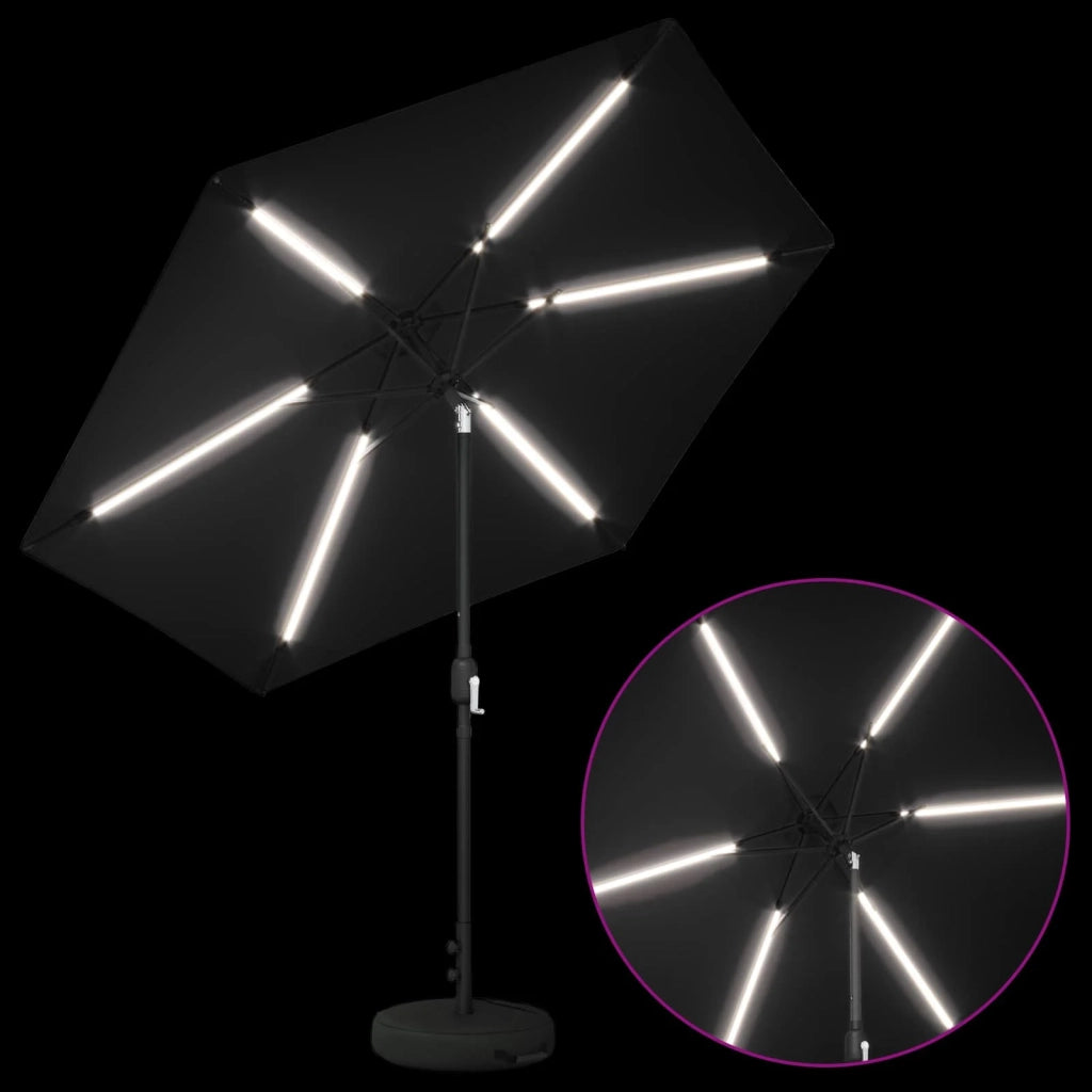 Ombrellone da giardino-Parasol da giardino con luci LED e base 270 x 270 cm Poliestere 416093
